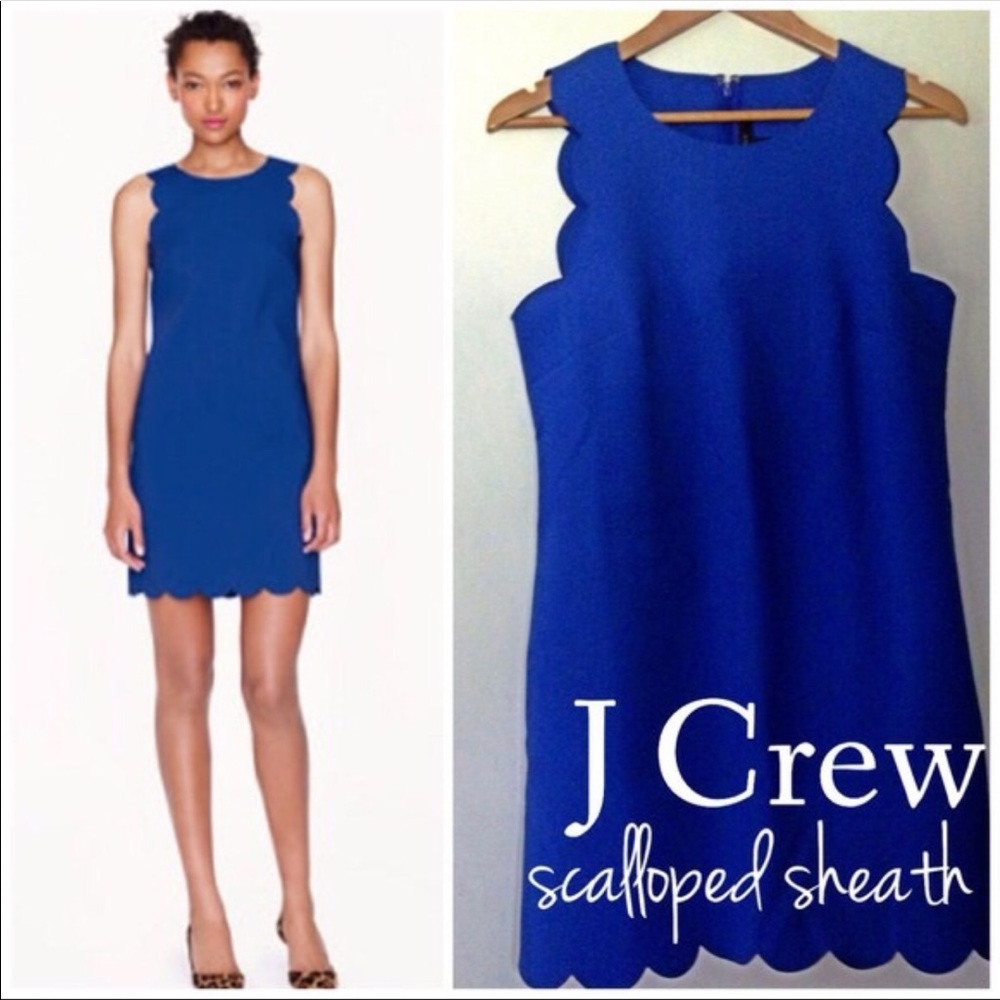 J. Crew Blue Scalloped Dress